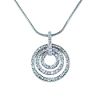 Cubic Zirconia Triple Circle Dangle Pendant with Snake Chain in Sterling Silver