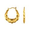 Satin and Polished Oval Rope Twist Hoop Earrings 10K Yellow Gold.
