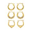 3 Pair Stamped Hoop Set in 10K Yellow and White Gold.