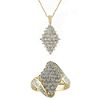 1/2ct tw Diamond-Shaped Diamond Cluster Pendant & Ring Set