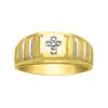Diamond Accent Mens Cross Ring in 10K Yellow Gold