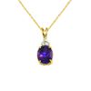 Oval Amethyst with White Topaz Accent Pendant in 10K Yellow Gold