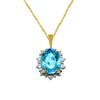Oval Blue Topaz and Diamond-Accent Pendant in 10K Yellow Gold