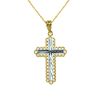 Scalloped Border Diamond-Cut Cross Pendant in 10K Two-Tone Gold