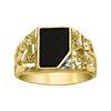 Black Onyx with Diamond Accent Mens Nugget Ring in 10K Yellow Gold