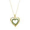 Womens Emerald & Diamond Accent Double Heart Pendant in 10K Yellow Gold