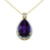 Pear Shape Amethyst and Diamond Accent Pendant 10K Yellow Gold