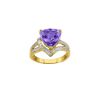 Trillion Amethyst and Diamond Accents Split-Shank Ring in 10K Yellow Gold