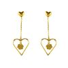 Puffed Heart Stud with Open Heart and Flower Dangle Earrings in 14K Yellow Gol