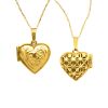 Reversible Heart Locket Charm Pendant with Chain in 10K Yellow Gold