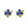 Oval Sapphire with Diamond Accent Flower Stud Earrings in 10K Yellow Gold