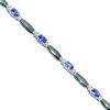 Oval Tanzanite and 1/5ct tw Diamond 7 1/4in Link Bracelet in 14K White Gold