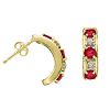 Ruby & Diamond J Hoop Earrings