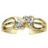 Diamond-Accented Double Heart Toe Ring