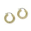 Medium Textured Gold Hoop Earrings 10K
