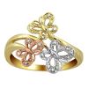 Tri-color Diamond Accent Butterfly Ring, 10K Tri-Color Gold
