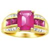 Lab Created Pink Sapphire and Diamond Ring, 10K Yellow Gold
