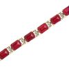 Lab Created Pink Ruby and Diamond Bracelet, 10K Yellow Gold