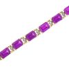 Lab Created Pink Sapphire and Diamond Bracelet, 10K Yellow Gold