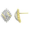 1/4ct tw Diamond Cluster Earrings, 10K Yellow Gold