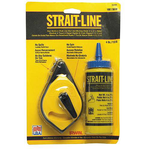 Strait-Line Marking Tools Fast Retrieve Chalk Reel with 4 oz. Blue Chalk