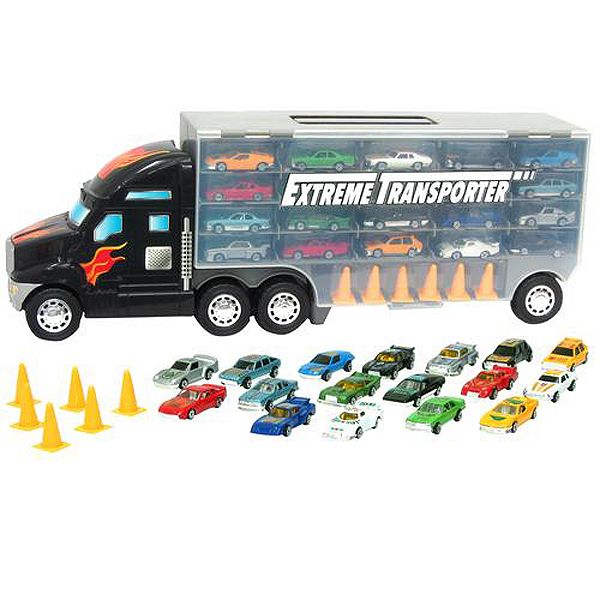 Just Kidz Truck and Trailer Set with Diecast Cars