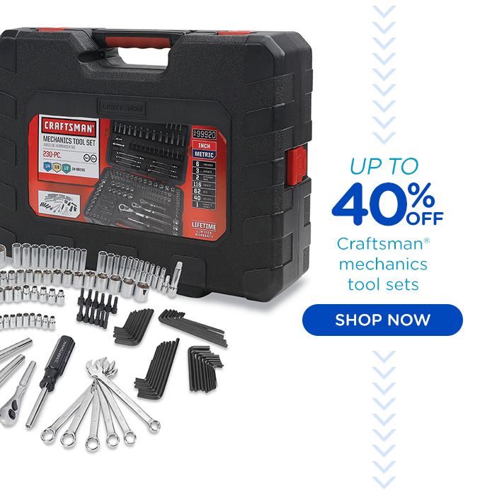 UP TO 40% OFF Craftsman® mechanics tool sets | SHOP NOW