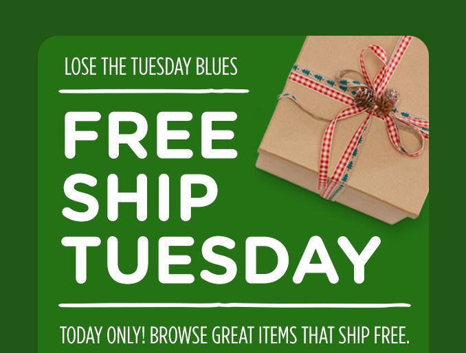 LOSE THE TUESDAY BLUES | FREE SHIP TUESDAY | TODAY ONLY! BROWSE GREAT ITEMS THE SHIP FREE.